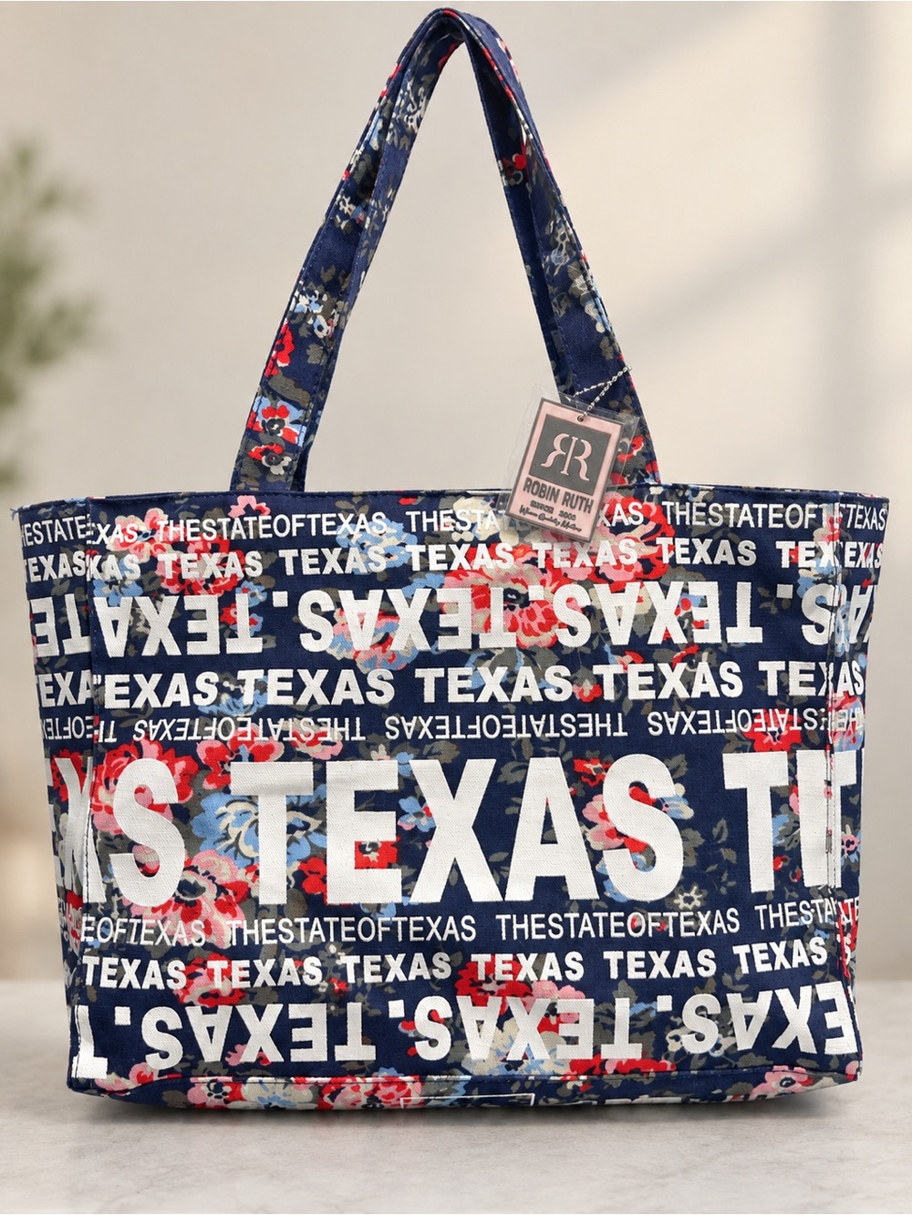 Robin Ruth Navy Floral 'Texas' Graphic Tote